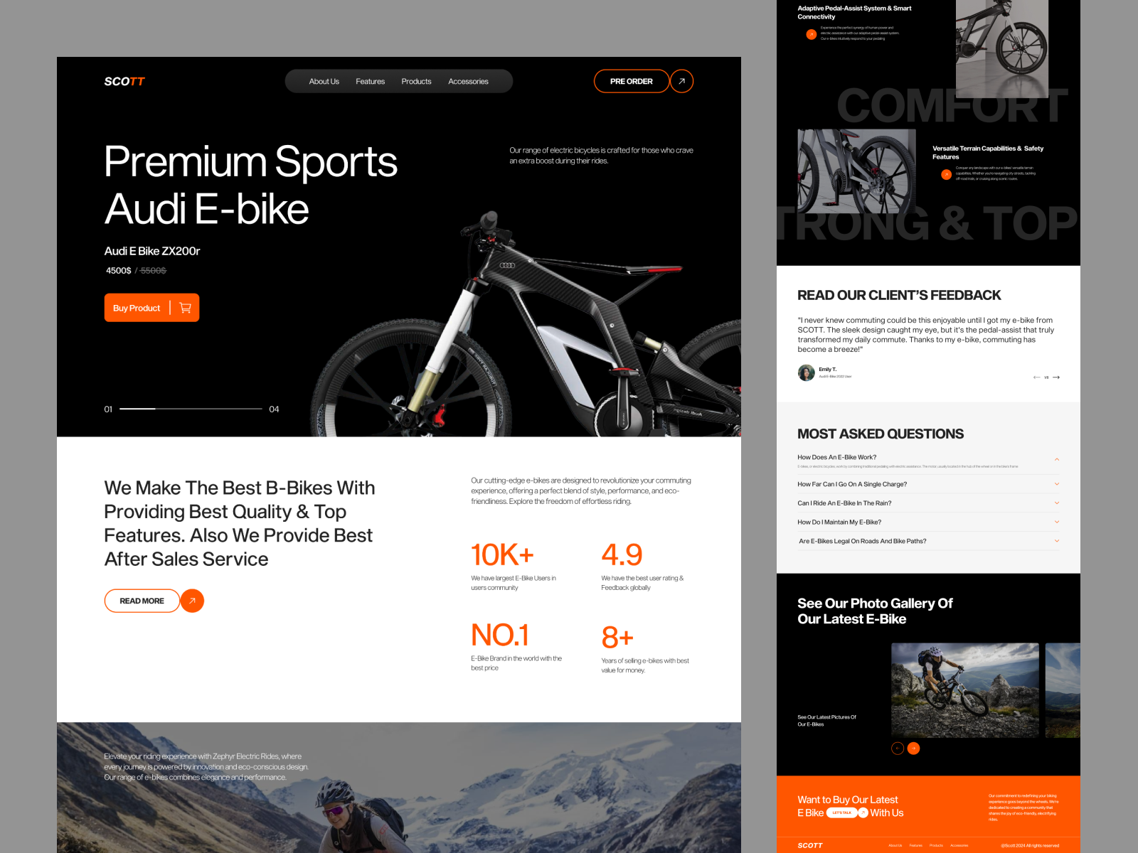 Audi E-bike Website animation bicycle bike clean concept ebike ecommerce electric bike framer landing page minimal modern ride typography u design ui ui design web design web site webflow