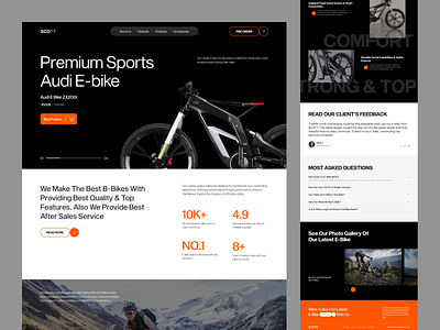 Audi E-bike Website animation bicycle bike clean concept ebike ecommerce electric bike framer landing page minimal modern ride typography u design ui ui design web design web site webflow