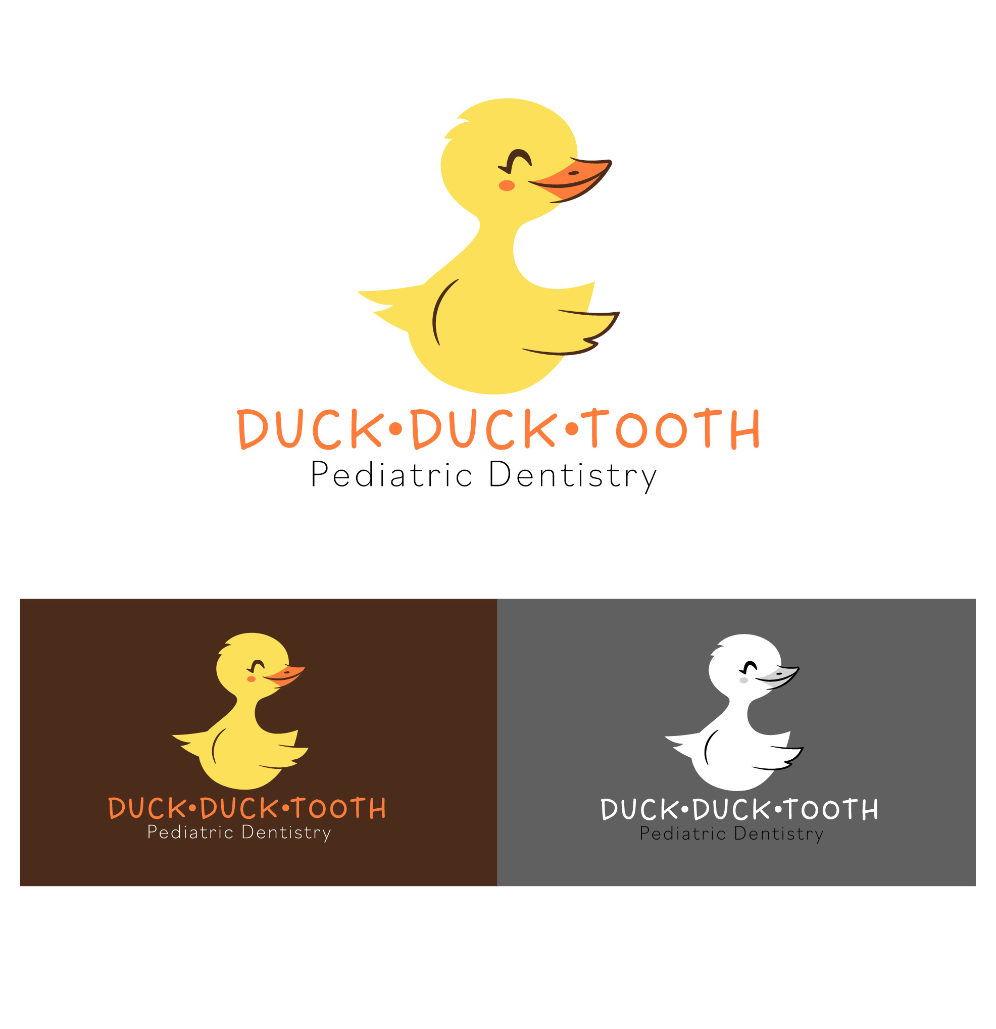Logo design for Pediatric Dentistry child friendly design childcare cute duck cute duckling cute logo design dentist duck logo fun logo design logo design logo for kids memorable logo design nursery design smiling duck