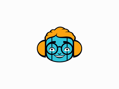 Cute Bot Logo bot branding cartoon character cute design emblem face friendly glasses icon illustration joy logo mark modern robot smile tech vector