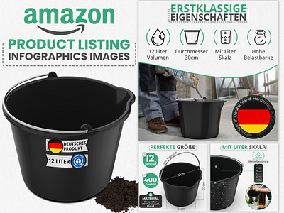 Amazon Listing Infographics || Construction Bucket a copntent adobe illustrator adobe photoshop amazon amazon listing amazon listing images ebc graphic design infographic infographics listing design listing images