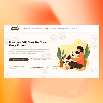 Daily UI Challenge 003: Pet Care Landing Page dailyui design figma ui uiux user interface