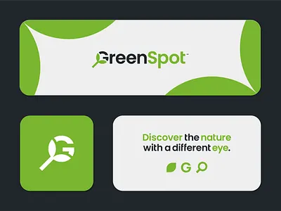 Green Spot - Logo Design & Visual Identity abstractlogo branding brandmark design entrepreneurship graphic design leaves letter g logo logo inspiration magnifier magnifier glass minimal design nature nature logo plant silicon valley startup tech logo wordmark