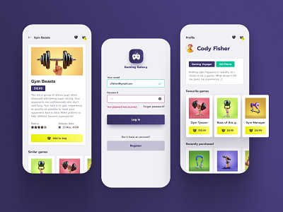 Gaming Galaxy Mobile App app app design application gaming graphic design mobile app mobile app design mobile ui purple ui ui design