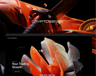Cryptosensei 3D Design Motion 3d 3d motion crypto design ethereum lotus orange rock sensei sword trading