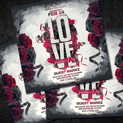Valentines Day Flyer black roses cupid download flyer flowers heart invitation flyer flyer design flyer template happy valentines day instagram post instagram template love love day psd roses saint valentines st valentines valentines valentines day vday