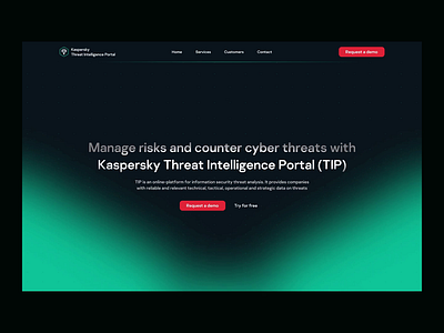 Landing page for the Kaspersky Threat Intelligence Portal animation dark theme kaspersky landing page promo security threat threat intelligence threat intelligence portal ui website website animation concept