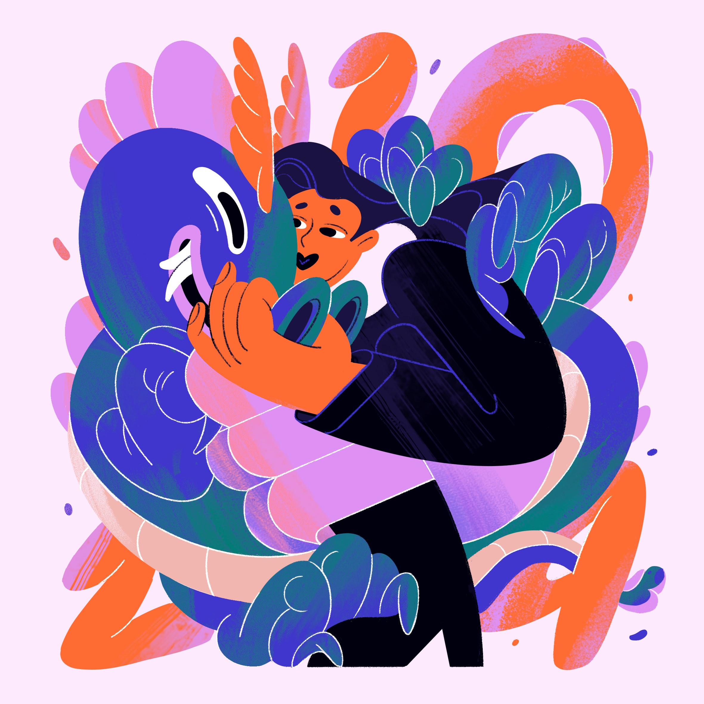 Dragon 24 2024 2d art animation article design branding calendar design dragon drawing flat hug illustration love motion graphics smm ui vector