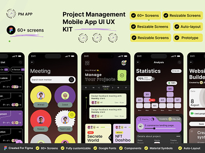 Project Management App appdesign collaboration app design figmadesign management mobile app productivitytools project dashboard app project management app project mobile app project planning taskmanagement ui ux project manageement uiuxdesign workflow management