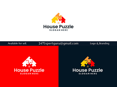Puzzle logo design template with house building logo graphic 3d animation branding graphic design logo motion graphics ui vector logo design