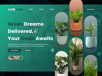 Plant selling website landing page hero section aesthetic branding elegance greendesign logo minimal plantecommerce ui ux