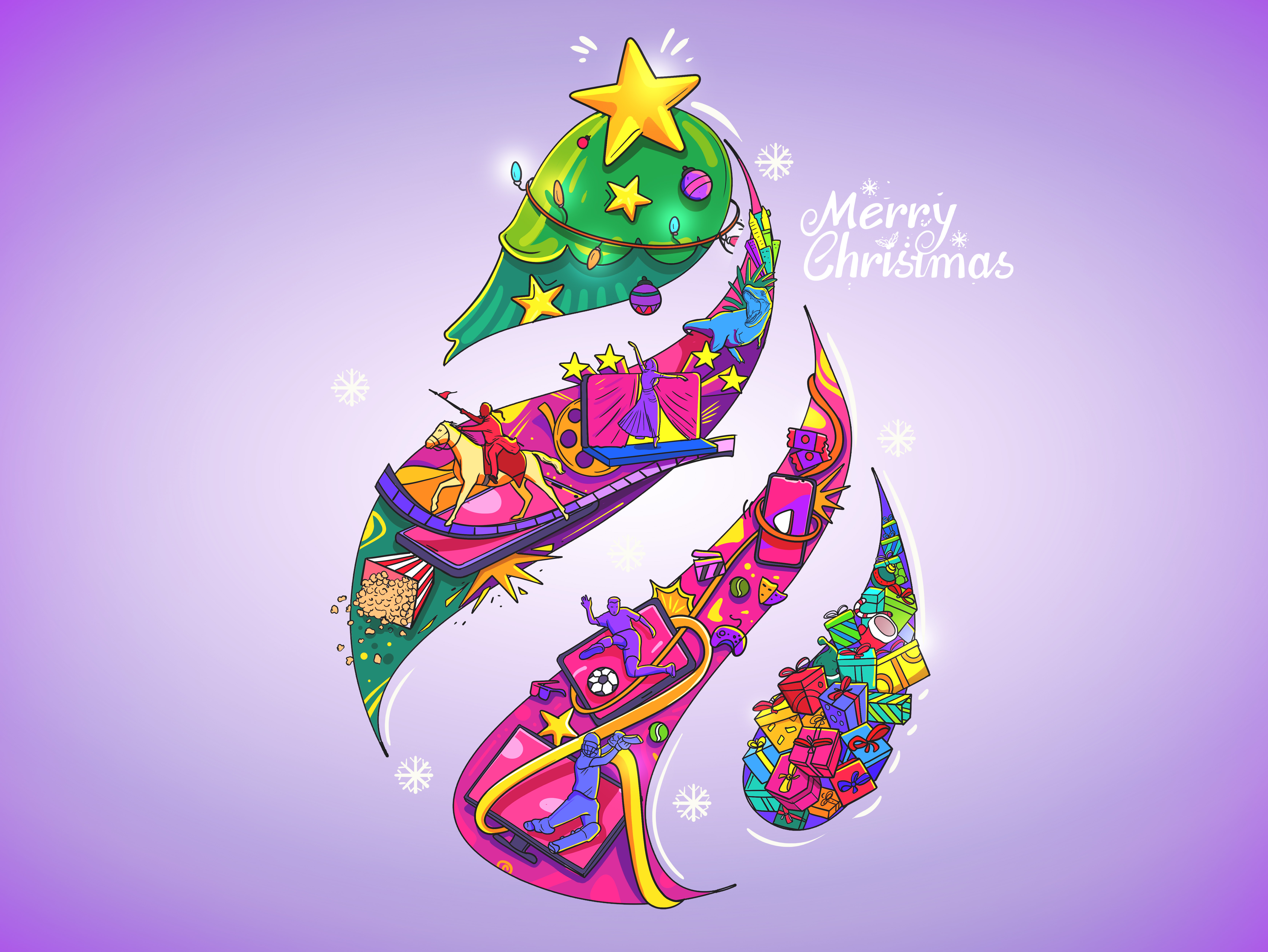 Merry Christmas branding christmas colorful illustration concept illustration design digital illustration illustraion illustration illustration art illustrations illustrator merry christmas toffee ui vector illustration