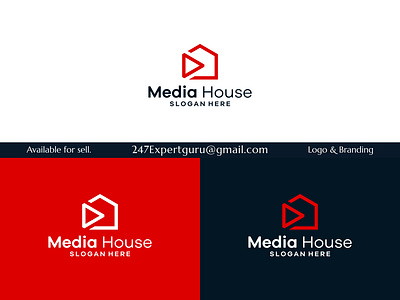 House building logo design template with play video button 3d animation branding graphic design logo motion graphics ui vector logo design