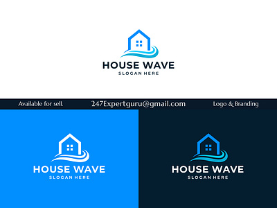 House building logo design template with wave logo design pre animation branding graphic design logo motion graphics ui vector logo design