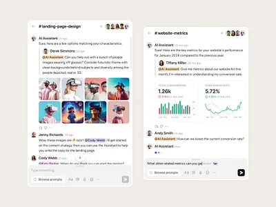 AI Assistant ai ai assistant artificial assistant chat chatgpt collaboration communication design intelligence metrics mobile platform software team ui ux web web app webdesign
