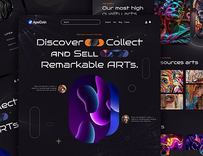 NFT-DIGITAL ART LANDING PAGE DESIGN. crypot digital art landing page nft nft landing page ui website design