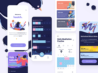 haatch. - An app for a better you goals app habit app illustration inquestudio mobile app moble app design product design startup ui ux