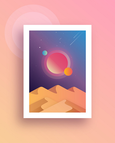 My Earth colorful desert illustration planet planets space stars