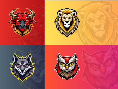 Mascot Vector logo of Lion, Eagle, Wolf, Bull bull lion mascot logo owl vector wolf