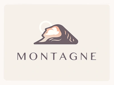 Montagne Spa Identity beauty cosmetics face feminine hair illustration logo massage mountain peaceful relax resort rest skin care spa sun tan wellness woman women