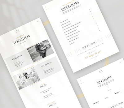 Classic Minimal Wedding Website - subpages clean gold itinerary minimal modern ui ux webdesign wedding wedding faq wedding registry wedding website