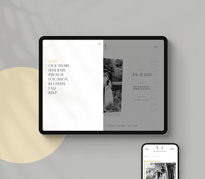 Classic Minimal Wedding Website - Menu clean minimal minimalist mobile menu modern template theme ui ux web webdesign wedding wedding website