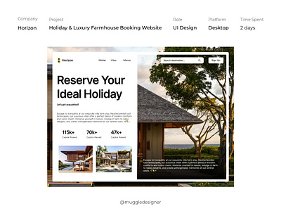 Holiday & Luxury Farmhouse Booking Website 3d animation branding design graphic design illustration logo motion graphics ui vector