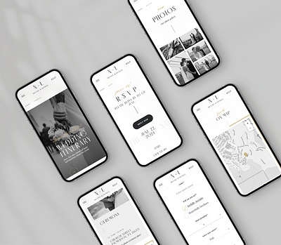 Classic Minimal Wedding Website - responsive version black gold gray minimal mobile responsive rsvp rsvp form template theme ui ux wedding wedding website white