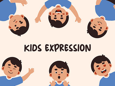 Kids Expression Illustration🧒 angry bored collections expression happy human illustration kids laugh love people sad set shocked shy smile tired
