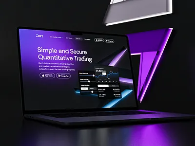 Zort — Simple and Secure Quantitative Trading Platform 3d branding crypto cryptocurency dark design figma homepage landing logo product product design purple saas ui uiux web web design webdesign website