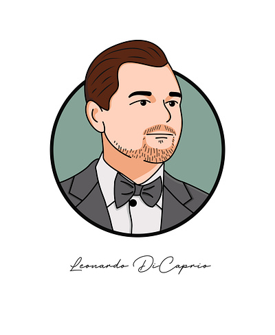 Leonardo De Caprio line art vector animation