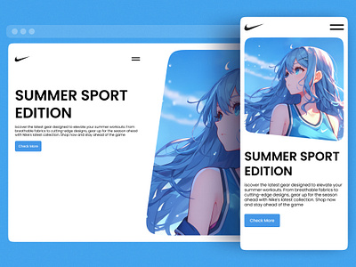 Nike Summer Sport Edition Landing Page Design 👟👕 adidas ai art anime blue cartoon fashion figma interaction design japanese landing page mobile design nike pop art shoes sneakers sport streetwear ui design uiux web design