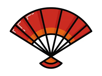 Vector illustration of fan elements for Chinese New Year animation graphic design