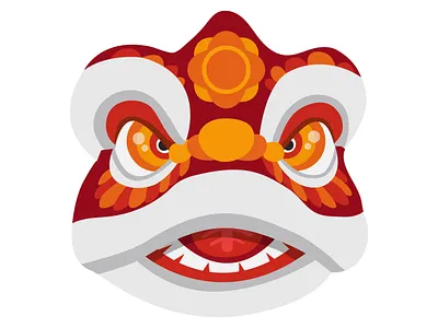 Vector illustration of lion dance elements for Chinese New Year animation graphic design vector