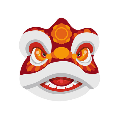 Vector illustration of lion dance elements for Chinese New Year animation graphic design vector