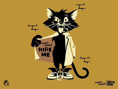 Hire Me! cat character design graphics illustration t shirt design tee design vector vector design