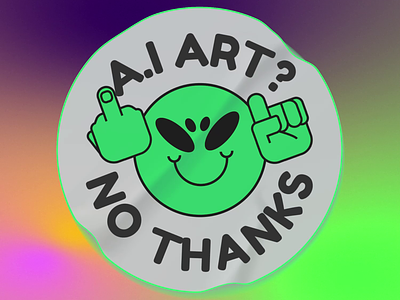 AI art? No thanks AGAIN alien animation branding character design gif gradient hand icon motion motion graphics not ai share sticker typography vector
