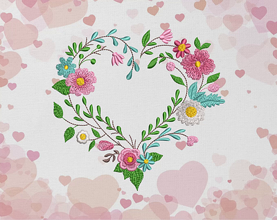 Spring Heart machine embroidery design embroidery embroidery design embroidery digitizer embroidery digitizing embroidery digitizing company flower heart