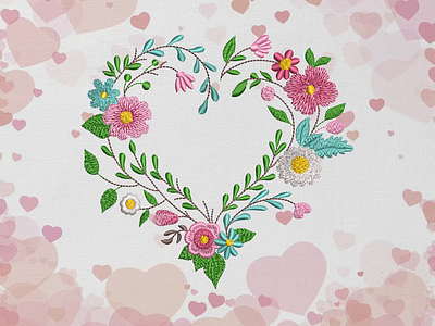 Spring Heart machine embroidery design embroidery embroidery design embroidery digitizer embroidery digitizing embroidery digitizing company flower heart