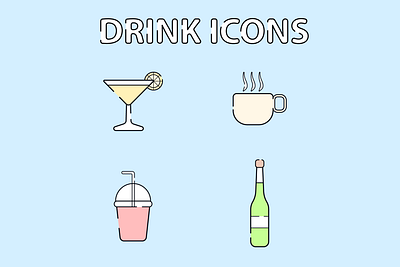 Cute Drink Icons icon vector