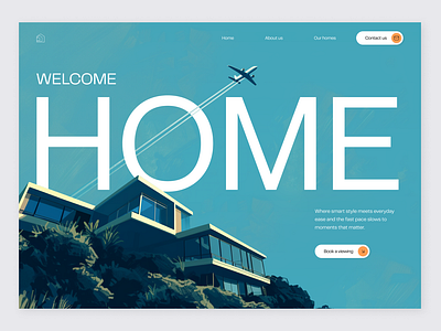 ModHome - Modern Home Website aeroplane airplane angle big bold depth design flight home house illustration landing page large logo picture retro typography ui web design website