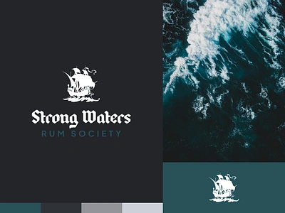 Rum Club Branding - Strong Waters Rum Society adventure branding design journey logo nautical ocean pirate piratical rum sailing ship