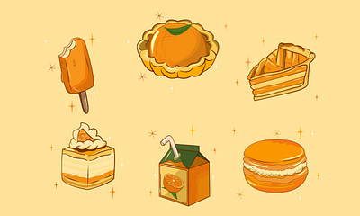 Orange Cakes Set Illustration branding design graphic design graphic poster illustration vector vector illustration