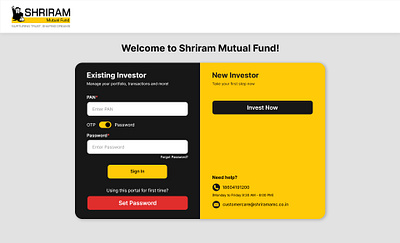 Shriram Mutual Fund - Investor Login Page UI Design ui