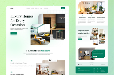 Frodo - Vacation Rentals app beautiful hero branding dashboard design hero home hotel landing page light theme rental travel ui white theme