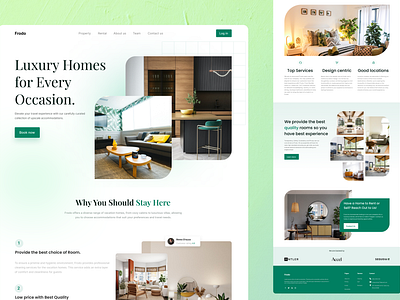 Frodo - Vacation Rentals app beautiful hero branding dashboard design hero home hotel landing page light theme rental travel ui white theme