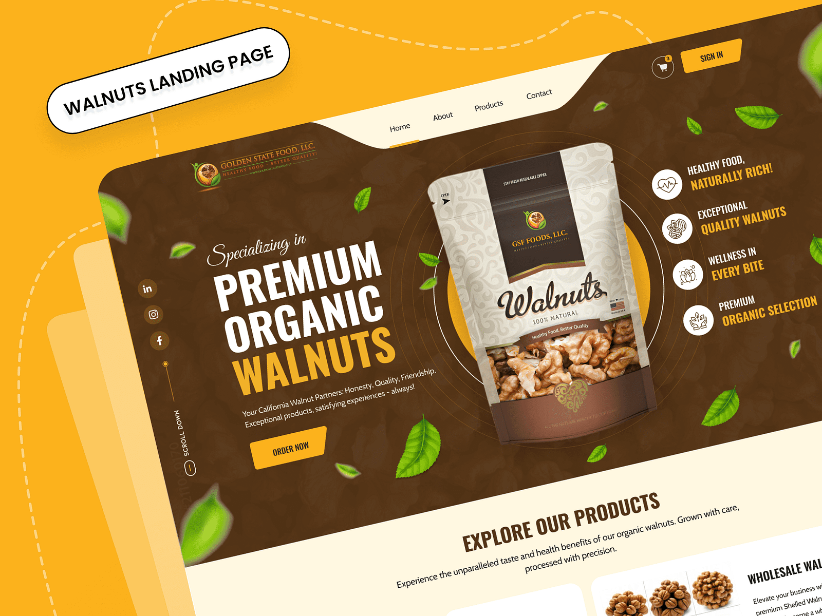 Organic walnuts landing page by Sarwar Abbas on Dribbble