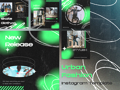 Urban Fashion Instagram Template graphic design instagram layout post template skate social media typography urban clothing urban fashion