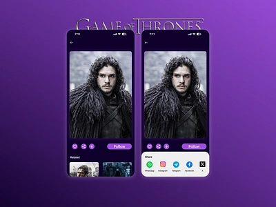 Social Share feature challenge dailyui gameofthrones got jonsnow share social socialshare ui