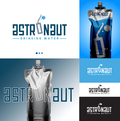 Astronaut Drinking Water branding graphic design logo